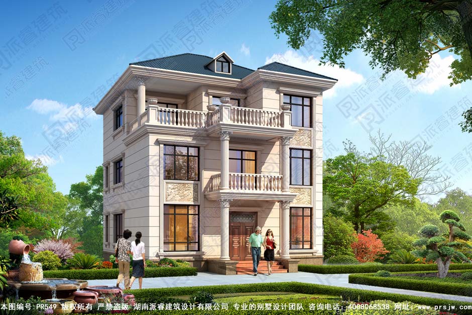 农村三层小别墅欧式风格设计图纸pr549（1.jpg