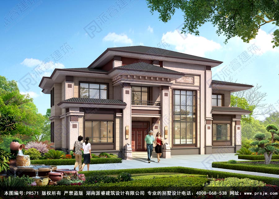 农村自建房二层新中式别墅设计图纸PR571效果图.jpg